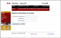 L'&eacute;cran reproduit du menu de la Connexion